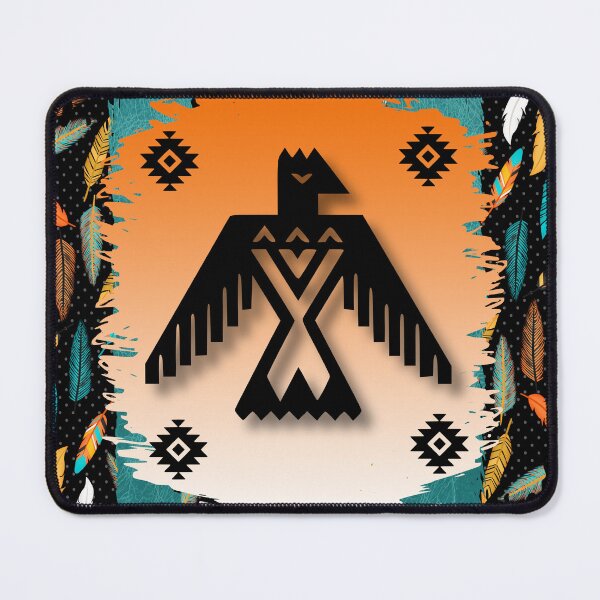Item preview, Eagle Tribal Symbol Pattern In Turquoise And Oranges designed and sold by handsoftime2020.