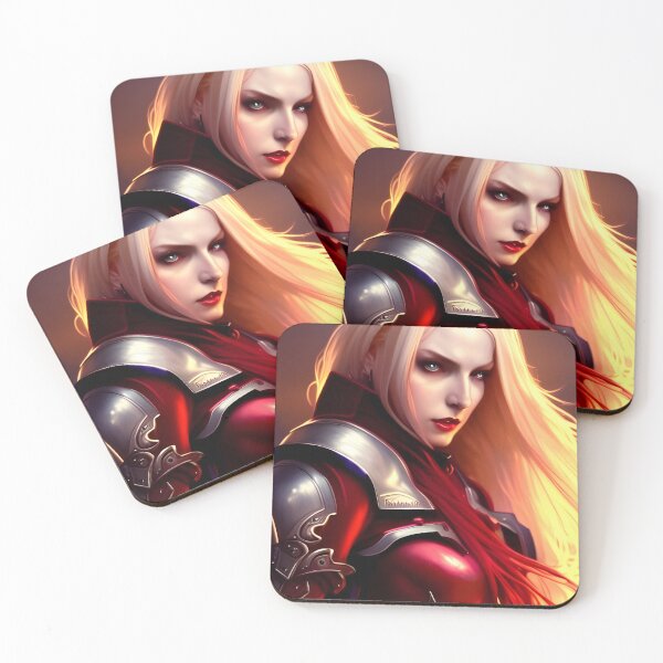Item preview, Beautiful Blonde Vampire Warrior Red Armor Dark Artwork designed and sold by Eliteijr.