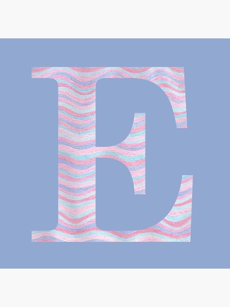 Initial E Rose Quartz And Serenity Pink Blue Wavy Lines by theartofvikki
