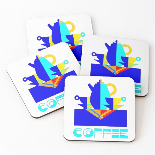 Item preview, Retro coffee print in blue multi designed and sold by LaylaEvans1.