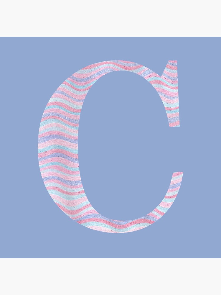 Initial C Rose Quartz And Serenity Pink Blue Wavy Lines by theartofvikki