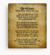 Invictus, Ernest Henley poem on parchment Canvas Print