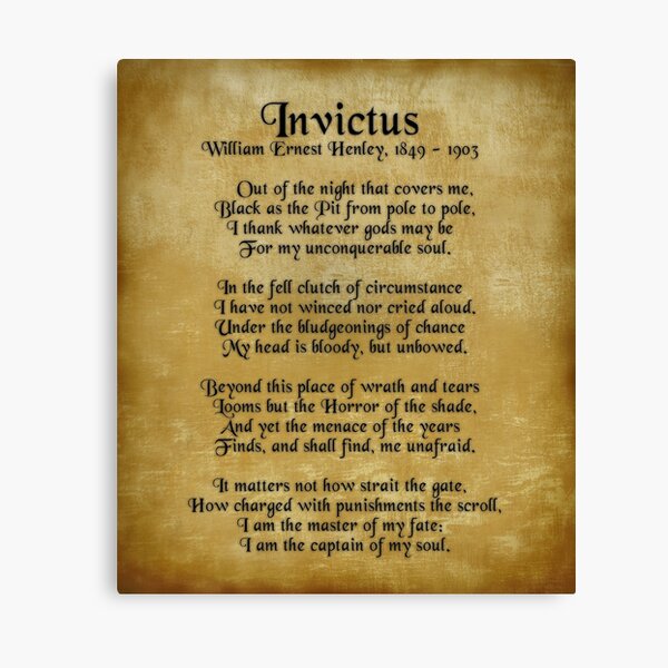 Invictus Ernest Henley Poem On Parchment Canvas Print By Irisangel Redbubble