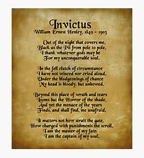 Invictus, Ernest Henley poem on parchment Photographic Print