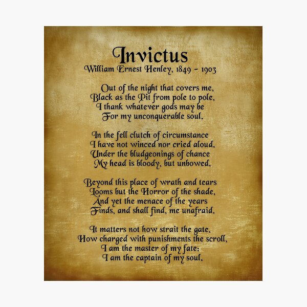 Invictus, Ernest Henley poem on parchment Photographic Print