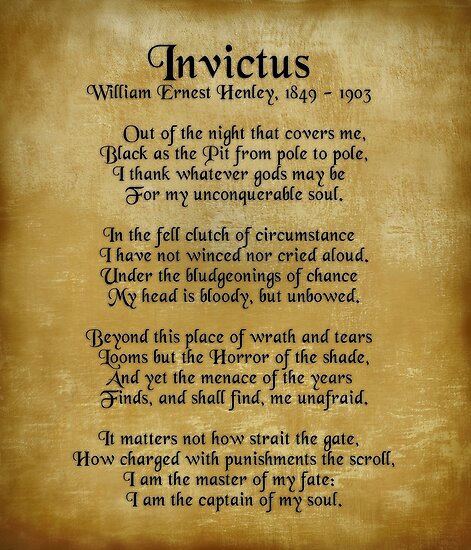 "Invictus, Ernest Henley poem on parchment" Photographic Print by ...