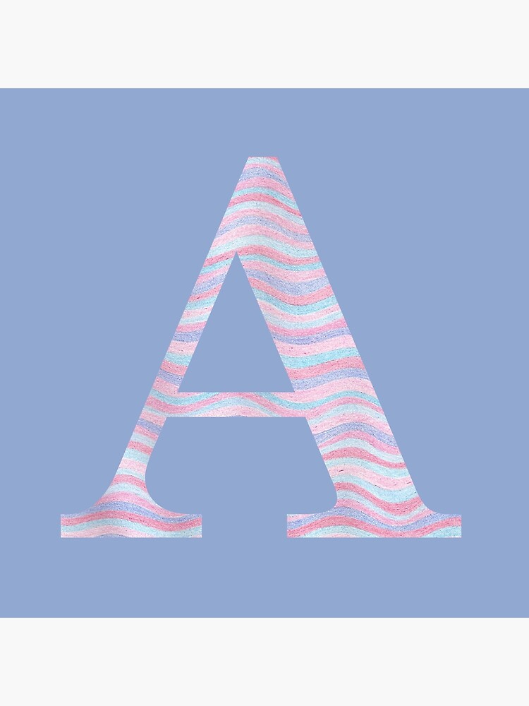 Initial A Rose Quartz And Serenity Pink Blue Wavy Lines by theartofvikki