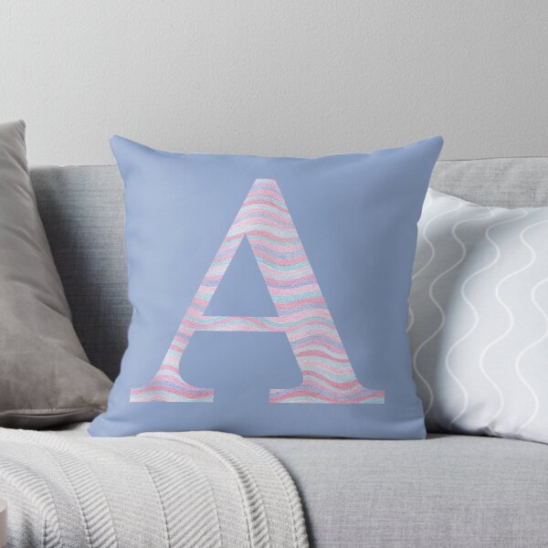 Initial A Rose Quartz And Serenity Pink Blue Wavy Lines Throw Pillow