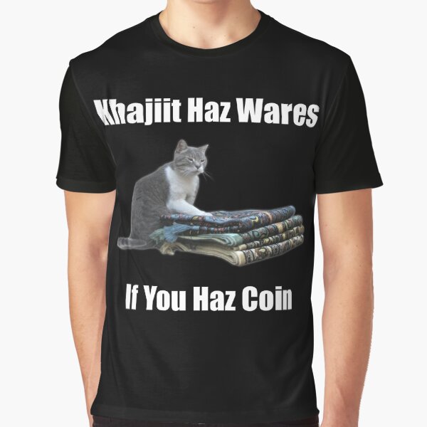 Vista previa del artículo con la obra «Mercancías Khajiit Haz - Meme clásico V.3», diseñado y vendido por dbatista.