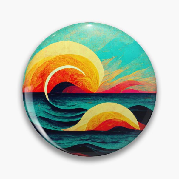 Item preview, Sunburst Waves Ocean Popart Beach Decoration Art Gift designed and sold by LADistrictGarb.