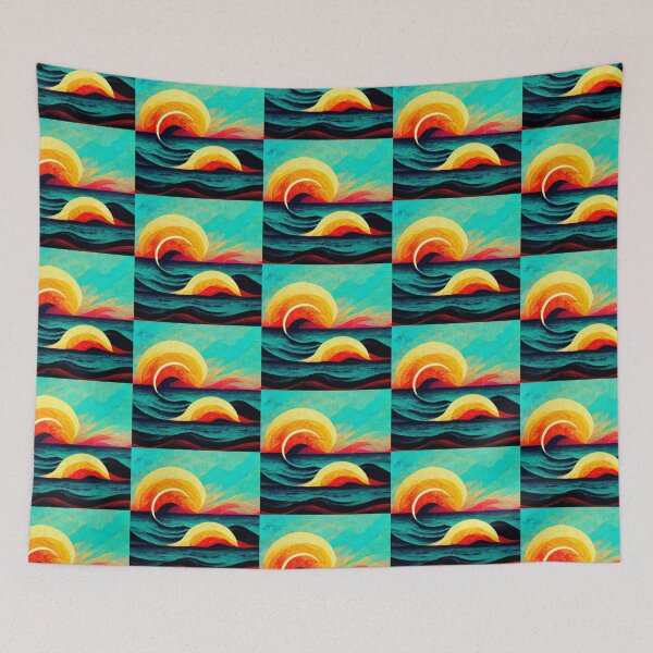 Item preview, Sunburst Waves Ocean Popart Beach Decoration Art Gift designed and sold by LADistrictGarb.