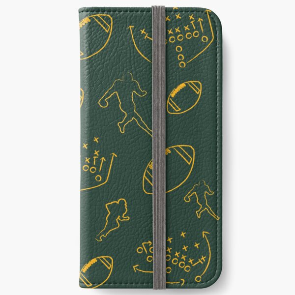 Football Pattern - Green and Yellow Footballs and Football Play Design iPhone Wallet