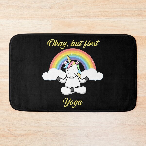 Item preview, Okay But First Yoga Unicorn Rainbow  designed and sold by RockBeeDesigns.
