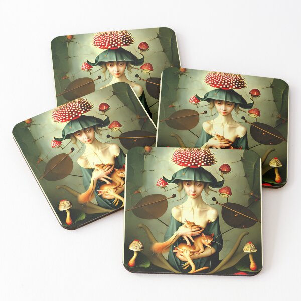 Item preview, Portrait of a girl with a cat and fly agaric designed and sold by GorinART.