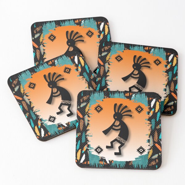 Item preview, Kokopelli Tribal Symbol Pattern In Turquoise And Oranges designed and sold by handsoftime2020.