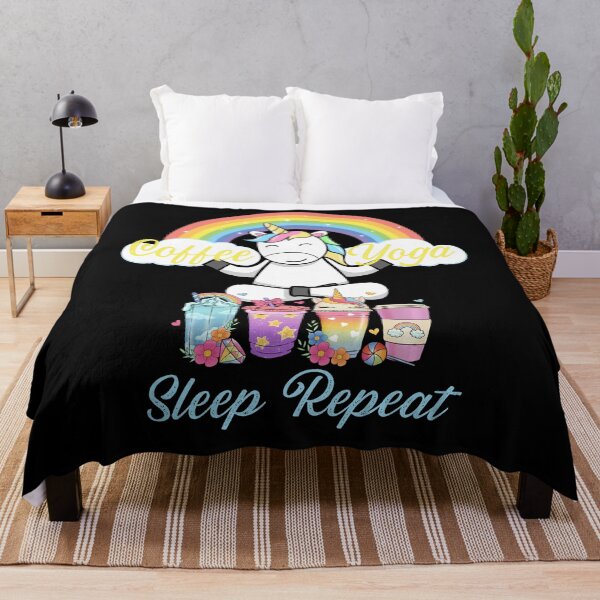 Item preview, Coffee Yoga Sleep Repeat Unicorn Rainbow designed and sold by RockBeeDesigns.