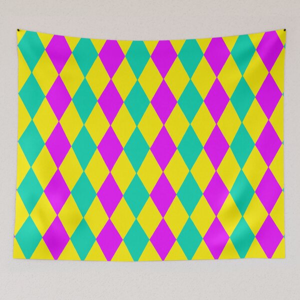 Item preview, Teal, Purple Yellow Mardi Gras Diamond Harlequin Pattern designed and sold by Deborah Camp.
