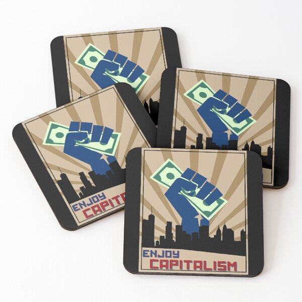 Item preview, Enjoy Capitalism, communism propaganda parody blue designed and sold by T-Look.