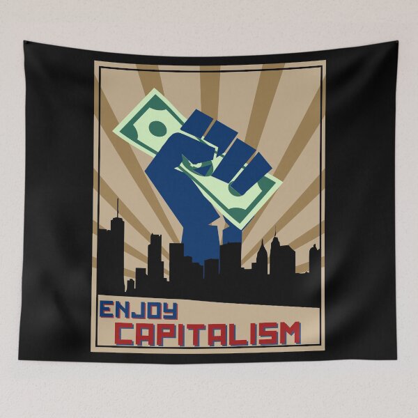 Item preview, Enjoy Capitalism, communism propaganda parody blue designed and sold by T-Look.