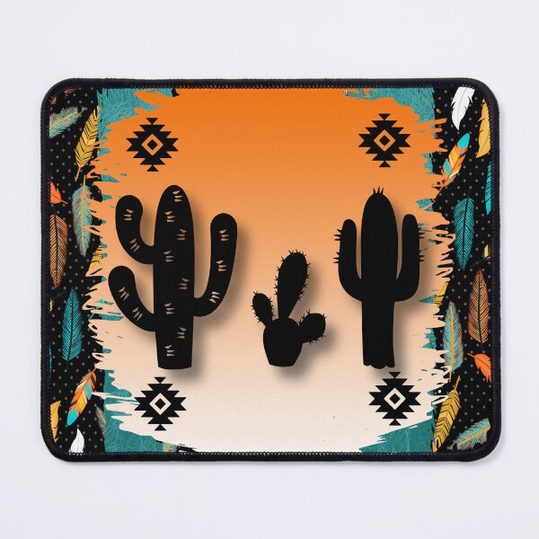 Item preview, Cactus With Tribal Symbol Pattern In Turquoise And Oranges designed and sold by handsoftime2020.