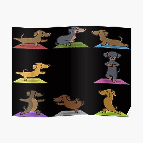 "Dachshund Yoga Funny Dogs in Yoga Poses Sports " Poster for Sale by