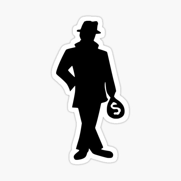 Charming thief silhouette with moneybag Sticker