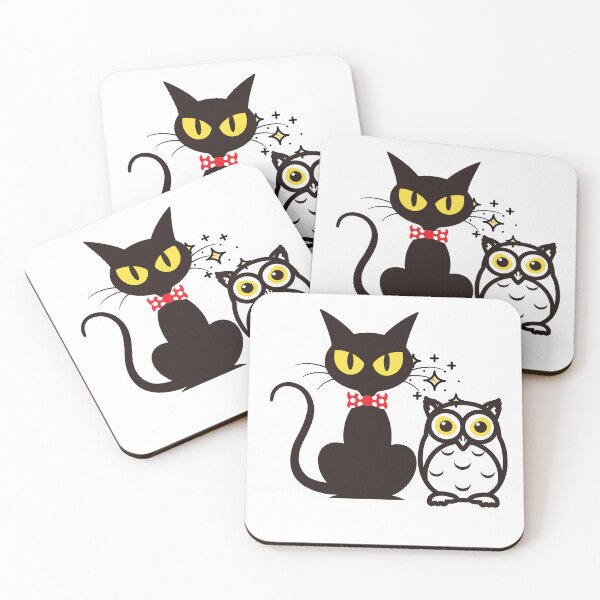 Item preview, a cat and an owl designed and sold by dialaoffering.