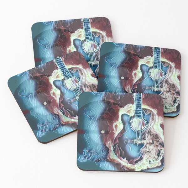 Item preview, blue flames guitar designed and sold by Artbellachi.