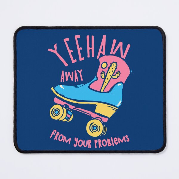 Item preview, YeeHaw Away From Your Problems | Blue BG | Funny Adulting Yee Haw Cowboy Boot Roller Skater Boots MEME designed and sold by Any Color Designs.