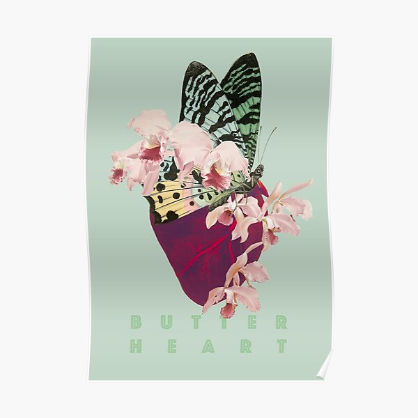 Spiritual Butterfly Heart Flower Poster