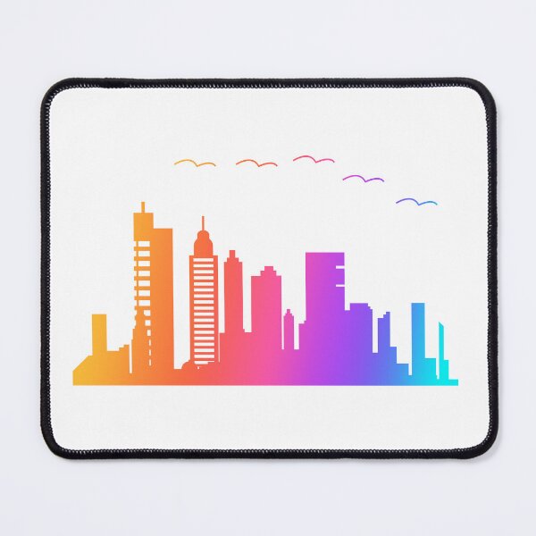 Item preview, Rainbow Bright Watercolor City Skyline Silhouette Design designed and sold by redbubbleart18.