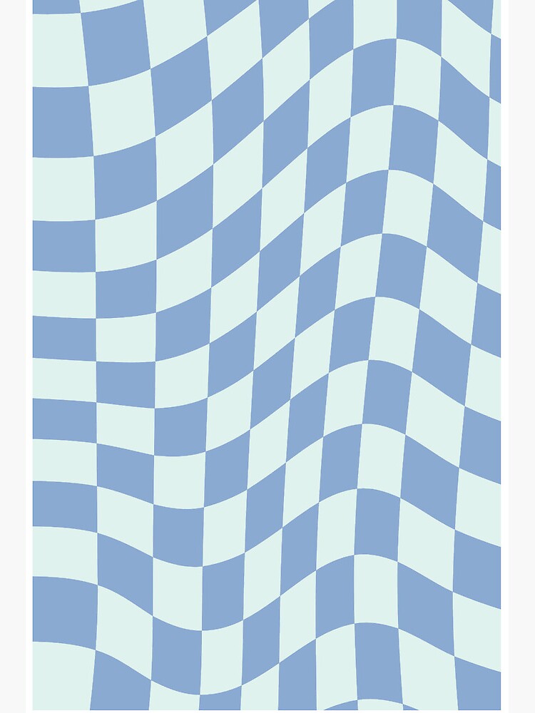 Aesthetic Simple Modern Wavy Blue Checkered Design | Sticker