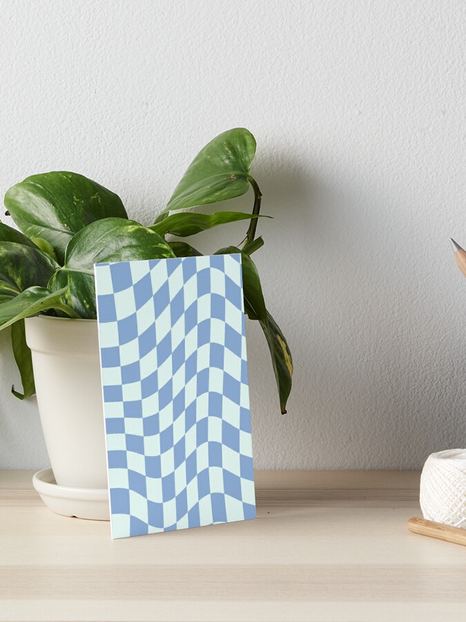 Aesthetic Simple Modern Wavy Blue Checkered Design | Sticker