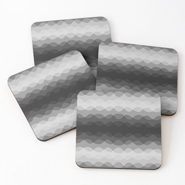 Item preview, Grayscale Overlapping Wavy Line Stripe Horizontal Pattern designed and sold by All-Black-White.