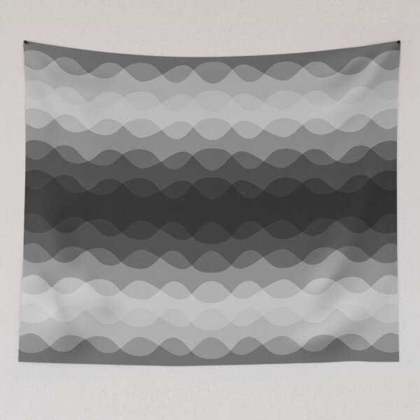Item preview, Grayscale Overlapping Wavy Line Stripe Horizontal Pattern designed and sold by All-Black-White.