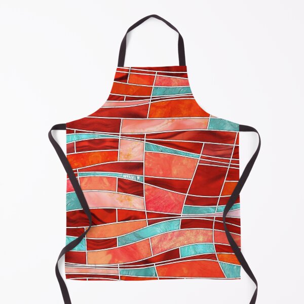 Item preview, Mosaic Waves Art - Rosso Corsa and Green Sheen designed and sold by k9printart.