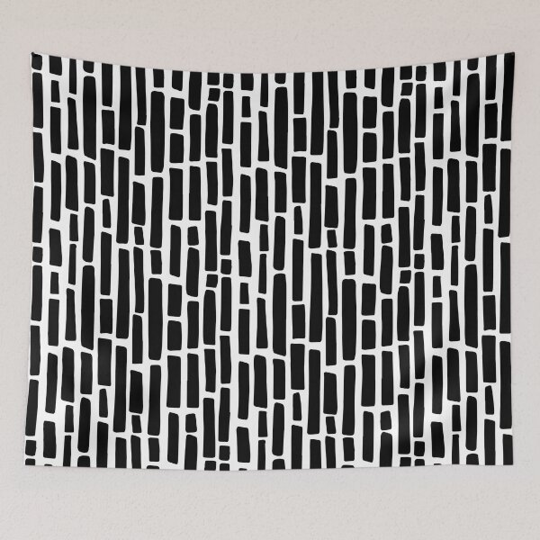Item preview, Black and White Abstract Minimal Vertical Dash Line Pattern designed and sold by All-Black-White.