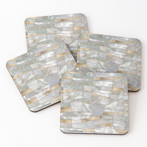 Item preview, Mosaic Waves Art - Pearl and Pastel Gold designed and sold by k9printart.