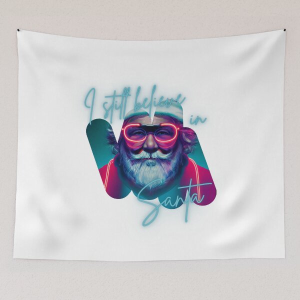 Item preview, Blue Neon I Still Believe in Santa Quote designed and sold by TheCreativeFab.