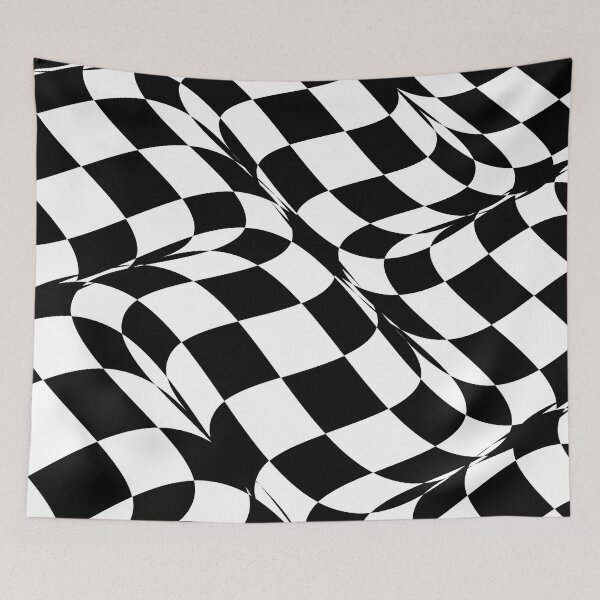 Item preview, Black and White Abstract Retro Distorted Checkerboard Pattern designed and sold by All-Black-White.