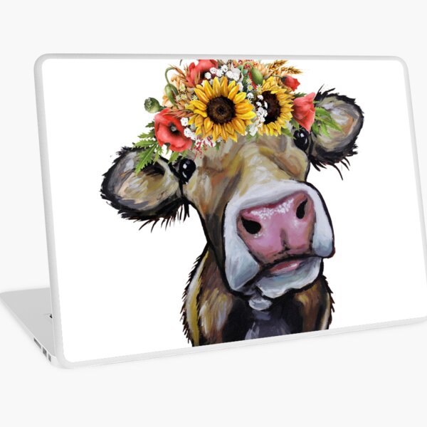 Item preview, Vache avec une couronne de fleurs, jolie vache avec des tournesols designed and sold by leekellerart.