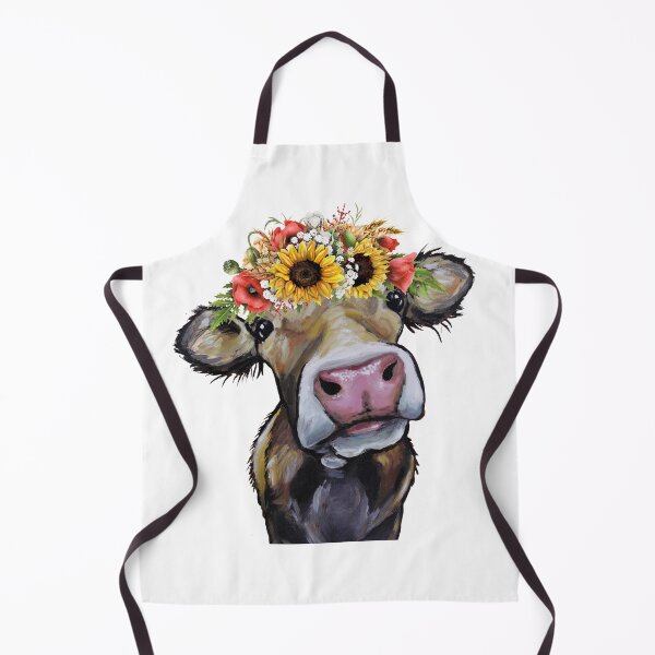 Item preview, Cow with Flower Crown, Cute Cow with Sunflowers designed and sold by leekellerart.