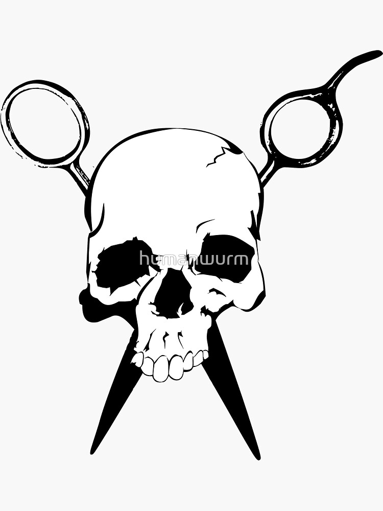 Master Hair Stylist Hairdresser Skull Scissors Window Decal Sticker