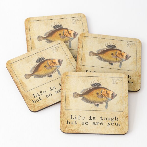 Item preview, "Life is tough but so are you" Inspirational and motivational quote/ Marcus Elieser Bloch Fish art designed and sold by LiLohaveaplan.