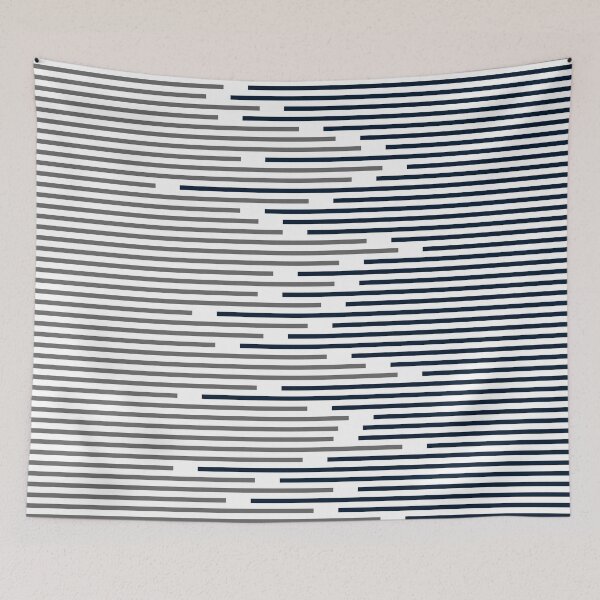 Item preview, Gray Black and White Broken Horizontal Stripe Pattern Tri-color on Solid Color designed and sold by All-Black-White.