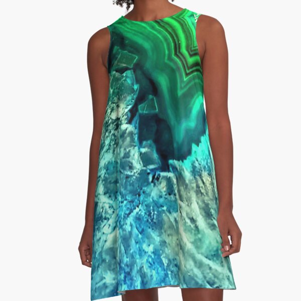 Artikel-Vorschau von A-Linien-Kleid aus grünem und blauem Achat-Mineral-Edelstein, designt und verkauft von skolfid brows ⭐⭐⭐⭐⭐ (5.0).