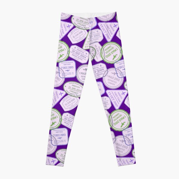 Passport Stamps Printed Leggings for Women, Travel Lover