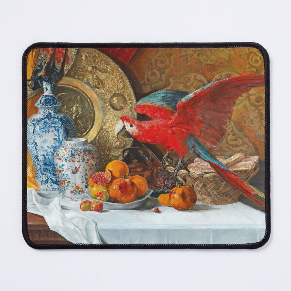 Item preview, Large Still Life with Parrot | Adrien Moreau | 1873 designed and sold by CJET.