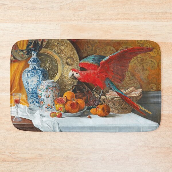 Item preview, Large Still Life with Parrot | Adrien Moreau | 1873 designed and sold by CJET.