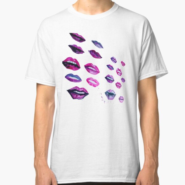 Cute Watercolor Lips Design Pattern Classic T-Shirt
